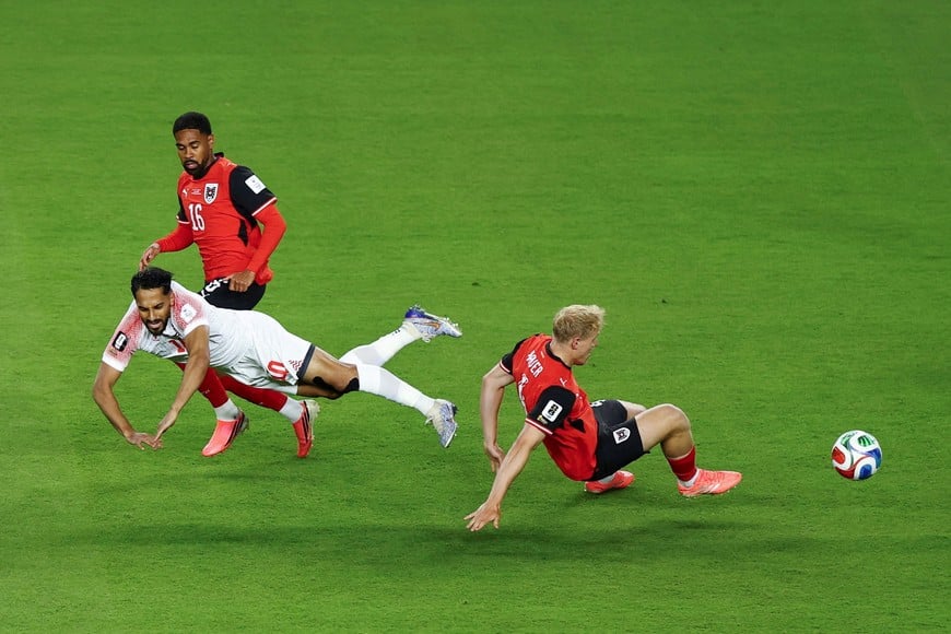 Soccer Football - FIFA World Cup 2026 - Group J - Austria v Jordan - San Francisco Bay Area Stadium, Santa Clara, California, U.S. - June 16, 2026
Austria's Xaver Schlager in action with Jordan's Mousa Al Tamari REUTERS/Luisa Gonzalez     TPX IMAGES OF THE DAY                 SEARCH "WORLD CUP DAILY ONE" FOR THIS STORY. SEARCH "WIDER IMAGE" FOR ALL STORIES.