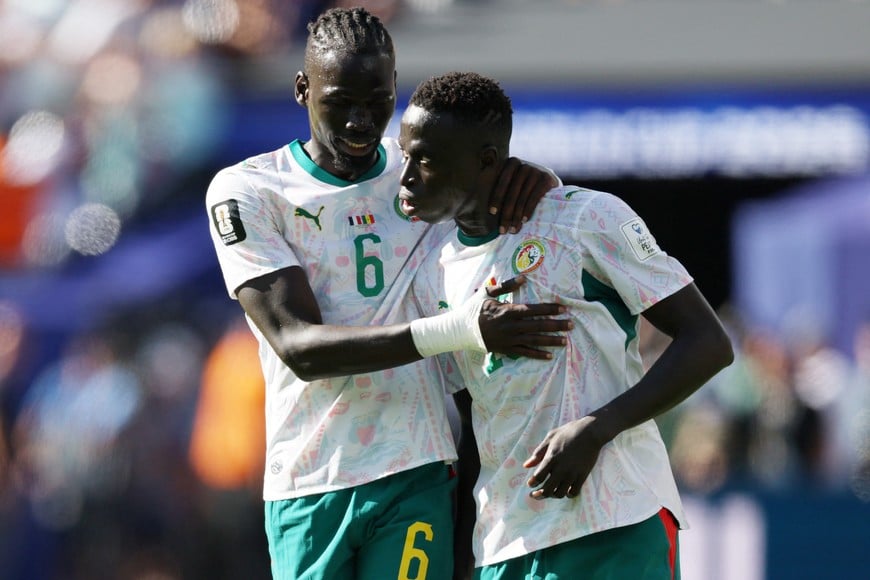 Soccer Football - FIFA World Cup 2026 - Group I - France v Senegal - New York/New Jersey Stadium, East Rutherford, New Jersey, U.S. - June 16, 2026
Senegal's Pathe Ciss and Krepin Diatta after the match IMAGN IMAGES via Reuters/Vincent Carchietta