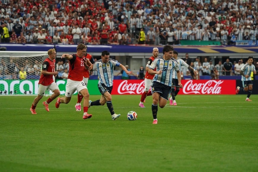 Lionel Messi este lunes durante el triunfo ante Austria. Crédito: Fernando Nicola