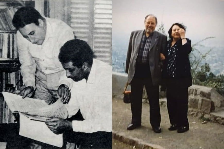 Virtú Maragno junto a su hermano Francisco, y viajando con su esposa María Olga Risoleo