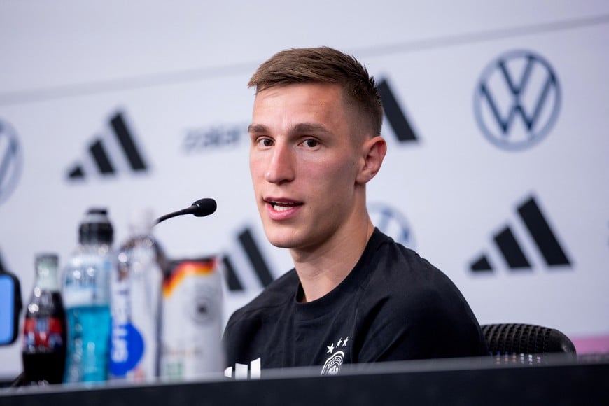 Soccer Football - FIFA World Cup 2026 - Germany Press Conference - Wake Forest University, Winston-Salem, North Carolina, U.S. - June 11, 2026 
Germany's Nico Schlotterbeck during the press conference IMAGN IMAGES via Reuters/Scott Kinser