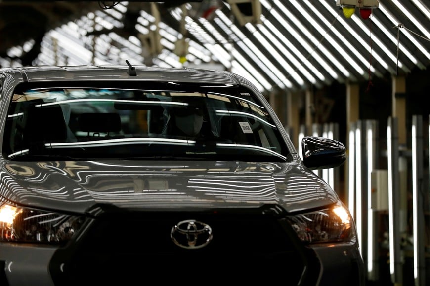 FILE PHOTO: A car is pictured at the Toyota assembly plant in Zarate, on the outskirts of Buenos Aires, Argentina March 15, 2021. REUTERS/Agustin Marcarian/File Photo