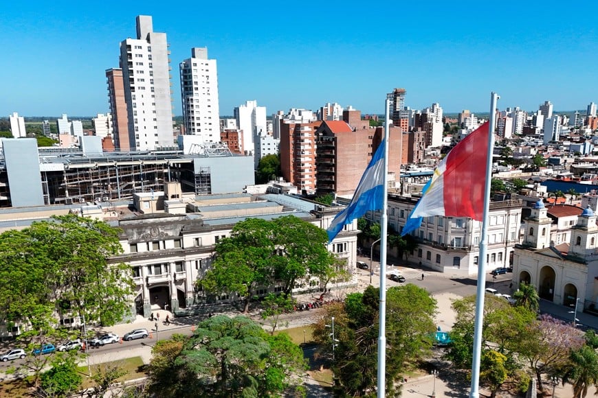 La sede de Tribunales, vistas desde el drone de El Litoral. Foto: Fernando Nicola