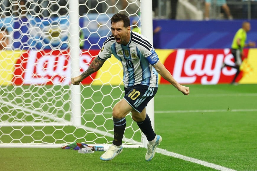Soccer Football - FIFA World Cup 2026 - Group J - Argentina v Austria - Dallas Stadium, Arlington, Texas, U.S. - June 22, 2026
Argentina's Lionel Messi celebrates scoring their second goal REUTERS/Kai Pfaffenbach