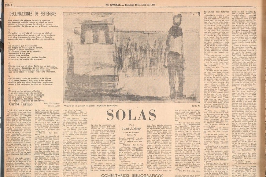 Un cuento de Saer ilustrado por Supisiche en las páginas de El Litoral. Foto: Archivo El Litoral
