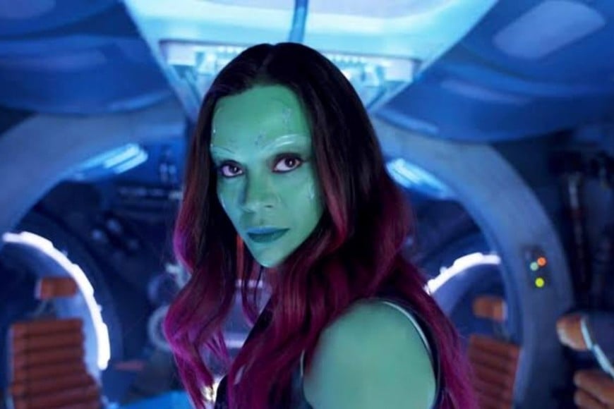 Convertirse en Gamora para la saga de ciencia ficción de Marvel implicó para Zoe Saldaña una transformación física absoluta.