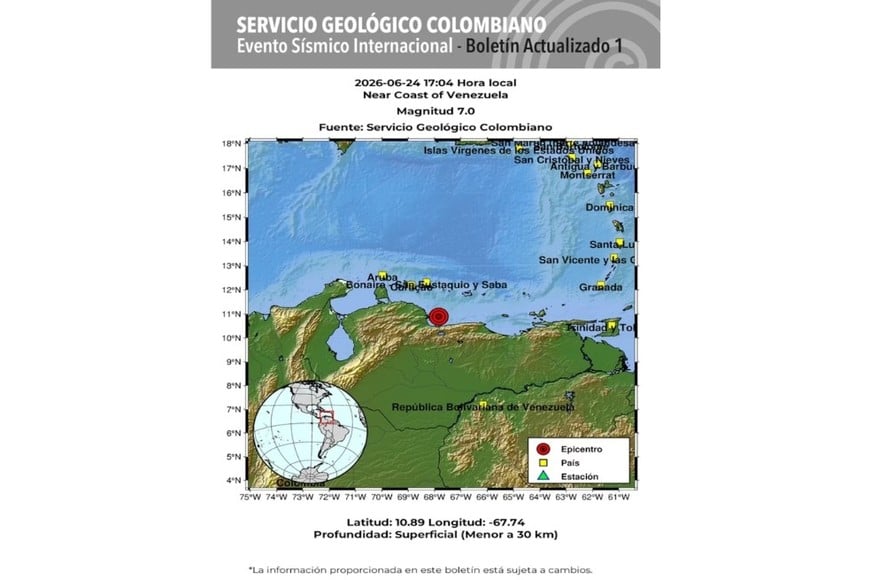 El reporte de Servicio Geológico Colombiano.