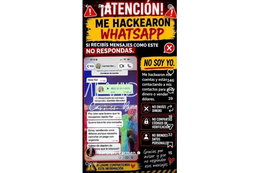 El mensaje que dejó Carmen Barbieri en su Instagram.