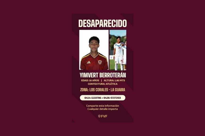 La Federación Venezolana de Fútbol difundió los nombres de los siete jugadores desaparecidos.