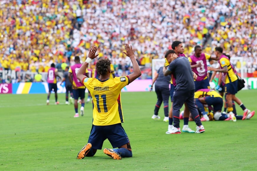 Soccer Football - FIFA World Cup 2026 - Group E - Ecuador v Germany - New York/New Jersey Stadium, East Rutherford, New Jersey, U.S. - June 25, 2026
Ecuador's Kevin Rodriguez celebrates after the match REUTERS/Mike Segar