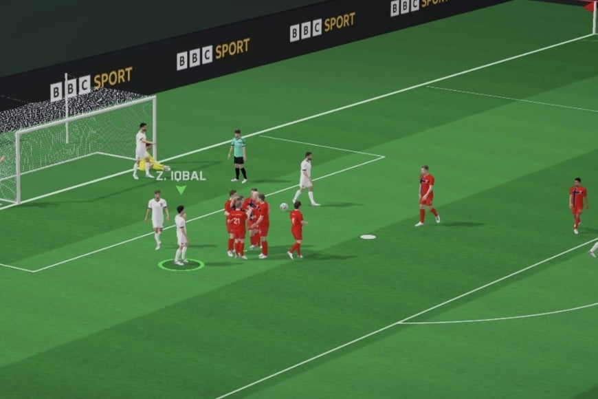 La herramienta replica en tiempo real lo que sucede en el campo de juego. Crédito: BBC