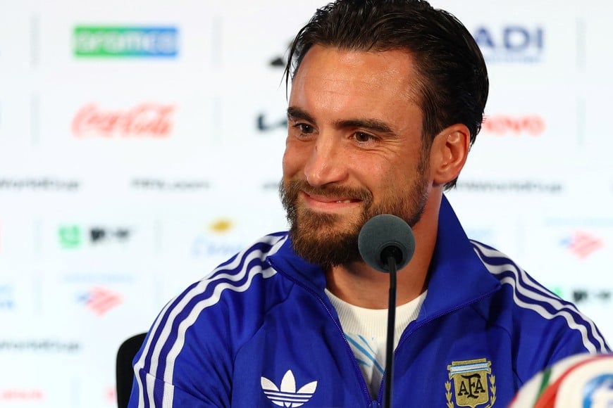 Soccer Football - FIFA World Cup 2026 - Argentina Press Conference - Dallas Stadium, Arlington, Texas, U.S. - June 26, 2026
Argentina's Nicolas Tagliafico during a press conference REUTERS/Hannah Mckay