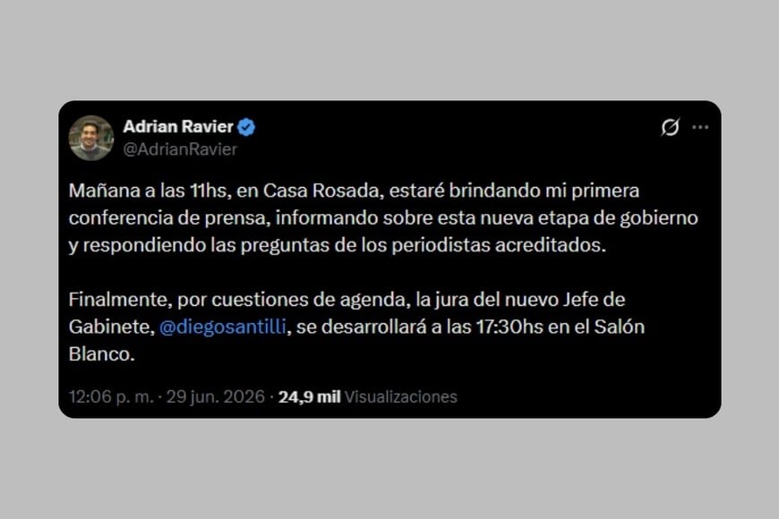 La publicación de Ravier en X.