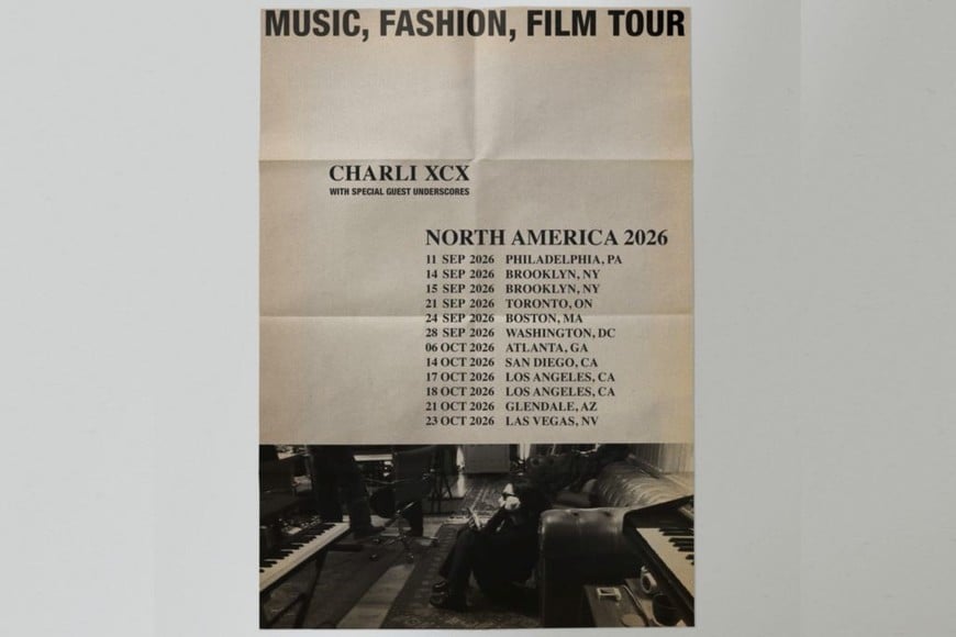 Anuncio del Music, Fashion, Film Tour, una gira por estadios de Norteamérica entre septiembre y octubre de la cantante y compositora británica Charli XCX