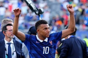Soccer Football - FIFA World Cup 2026 - Round of 32 - France v Sweden - New York New Jersey Stadium, East Rutherford, New Jersey, U.S. - June 30, 2026
France's Kylian Mbappe celebrates after the match REUTERS/Mike Segar