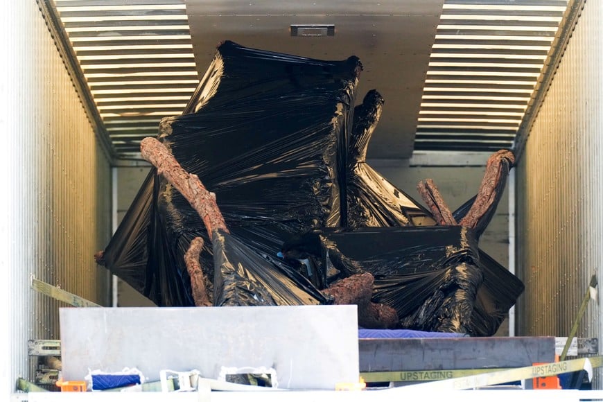 Branches sit in the back of a truck before being unloaded at Madison Square Garden in New York City, U.S., July 01, 2026. REUTERS/Adam Gray