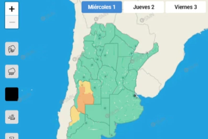 El mapa de alerta meteorológica.