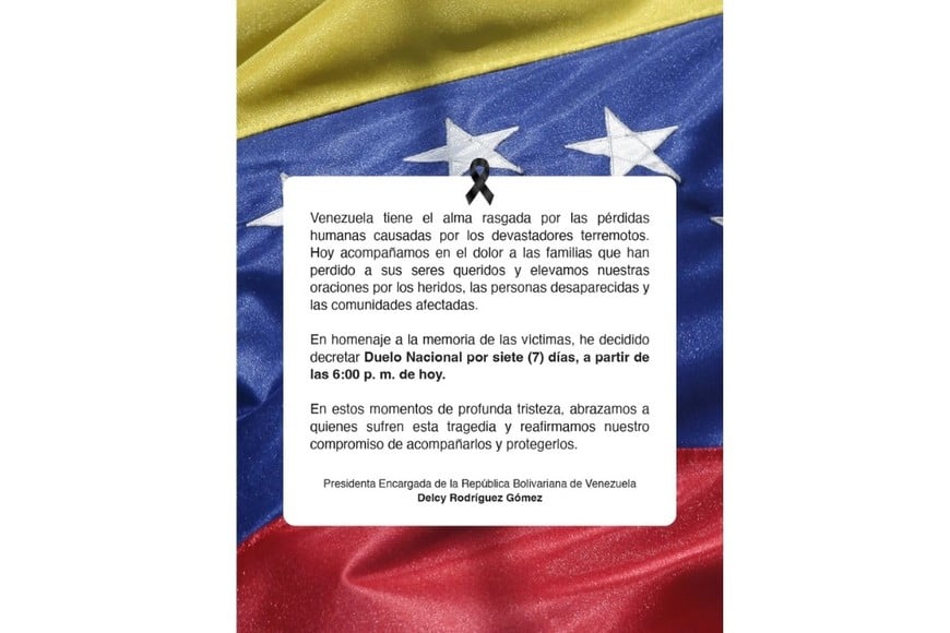 El comunicado de Delcy Rodríguez difundido a través de X.