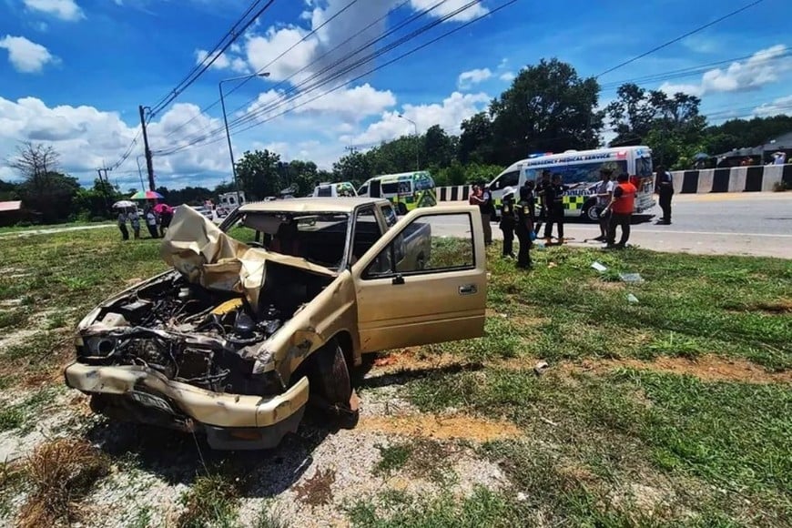 El estado en que quedó la camioneta tras el accidente