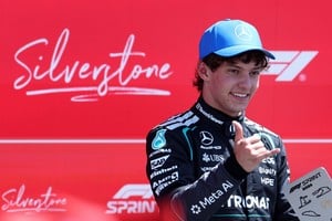 Formula One F1 - British Grand Prix - Silverstone Circuit, Silverstone, Britain - July 4, 2026
Mercedes' Andrea Kimi Antonelli celebrates after winning the sprint race REUTERS/Suzanne Plunkett