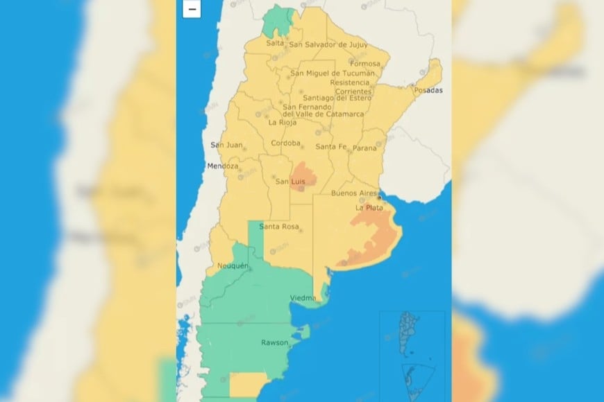 Qué provincias están bajo alerta por frío extremo este sábado.