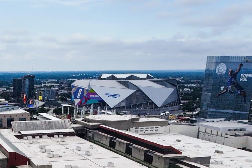 El Mercedes Benz, una joya de la arquitectura, ubicado en pleno centro de Atlanta. Acá volverá a jugar la selección argentina, que ya lo hizo en 2024 en Copa América. Foto: Fernando Nicola