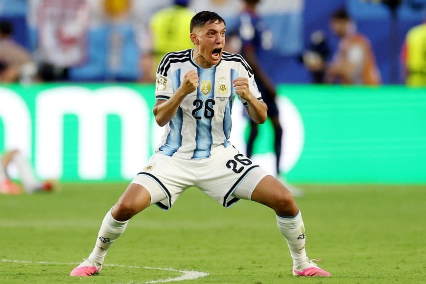 Soccer Football - FIFA World Cup 2026 - Round of 32 - Argentina v Cape Verde - Miami Stadium, Miami Gardens, Florida, U.S. - July 3, 2026
Argentina's Nahuel Molina celebrates after Lisandro Martinez scores their second goal REUTERS/Paul Childs