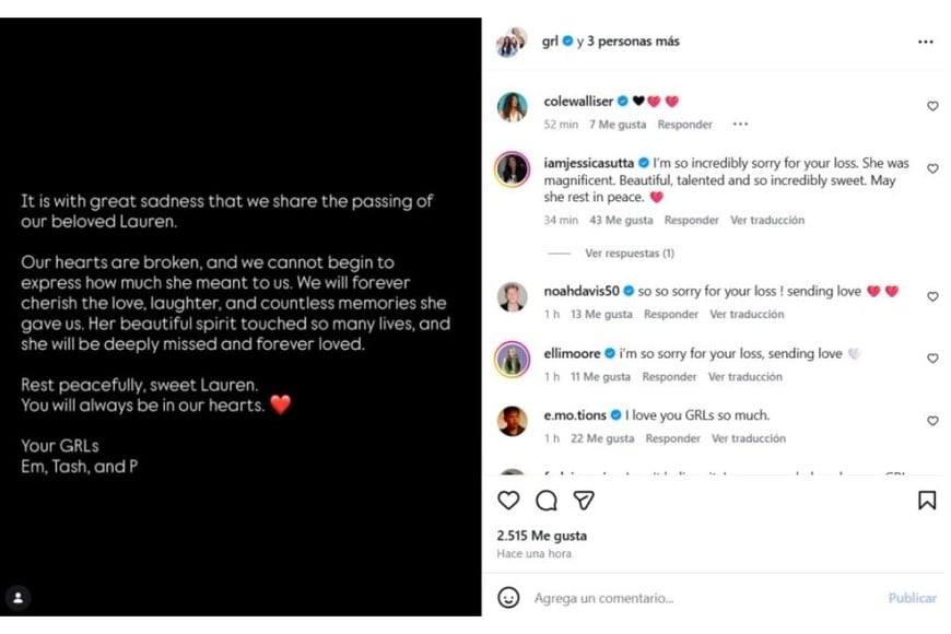 El comunicado de la banda G.R.L. tras el fallecimiento de Bennett.