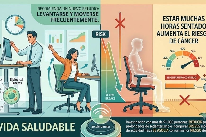 Levantarse y moverse con frecuencia puede aportar beneficios para la salud.