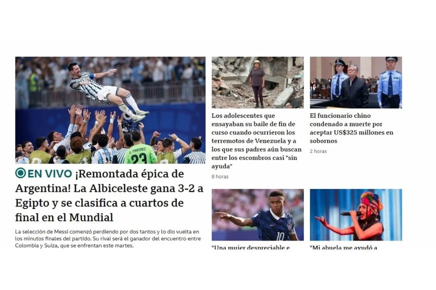 La home de BBC Mundo.