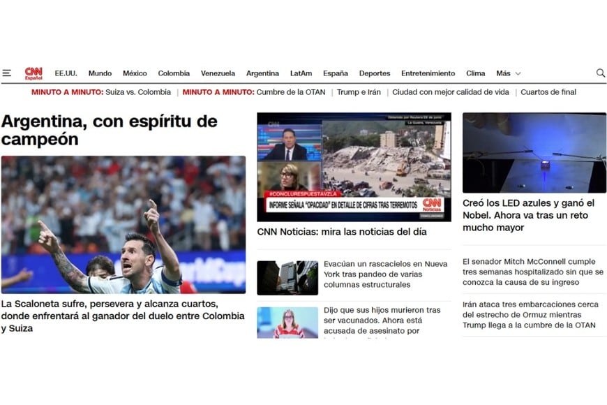 La portada de CNN en español.