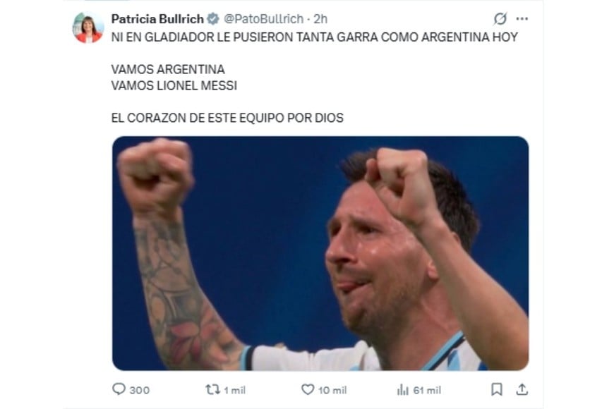 El posteo de Bullrich en X.