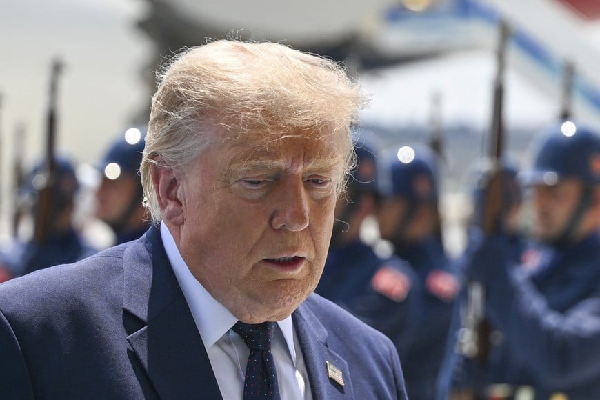 ANKARA, TURKIYE - JULY 07: US President Donald Trump at Ankara Airport, who is paying an official visit to Turkey ahead of the 36th NATO Heads of State and Government Summit in Ankara, Turkey, on July 07, 2026. Dogukan Keskinkilic/Pool via REUTERS