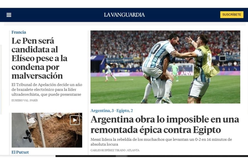La home de La Vanguardia.