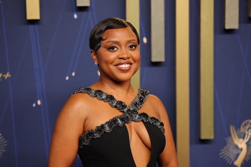 Quinta Brunson poses on the red carpet at the 77th Primetime Emmy Awards in Los Angeles, California, U.S., September 14, 2025. REUTERS/Daniel Cole