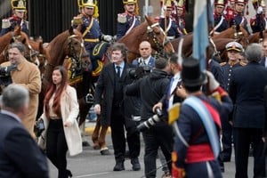 Javier Milei este jueves durante las celebraciones. Foto: Agencia Noticias Argentinas/ Daniel Vides