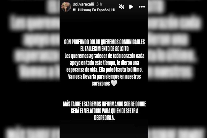El comunicado de la familia de la joven.