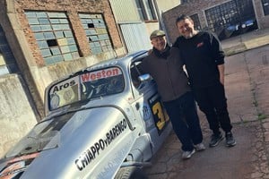 Pedro Zacco, actual propietario del TC de Nicolás Nagel, y el titular del Esperanza Automóvil Club, Nicolás Belluni. Fotos: Gentileza