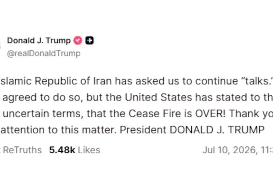 Publiación de Donald Trump en su red social