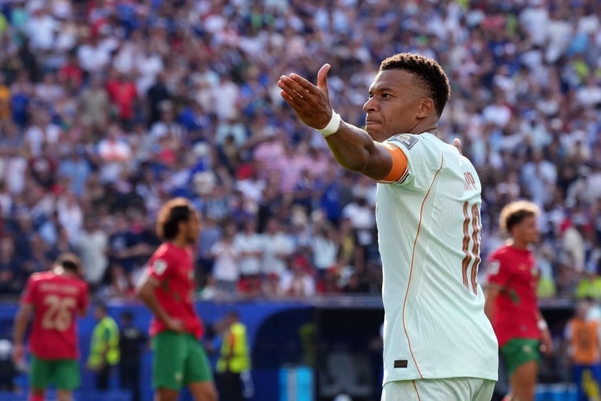 Soccer Football - FIFA World Cup 2026 - Quarter Final - France v Morocco - Boston Stadium, Foxborough, Massachusetts, U.S. - July 9, 2026
France's Kylian Mbappe celebrates scoring their first goal IMAGN IMAGES via Reuters/David Butler II