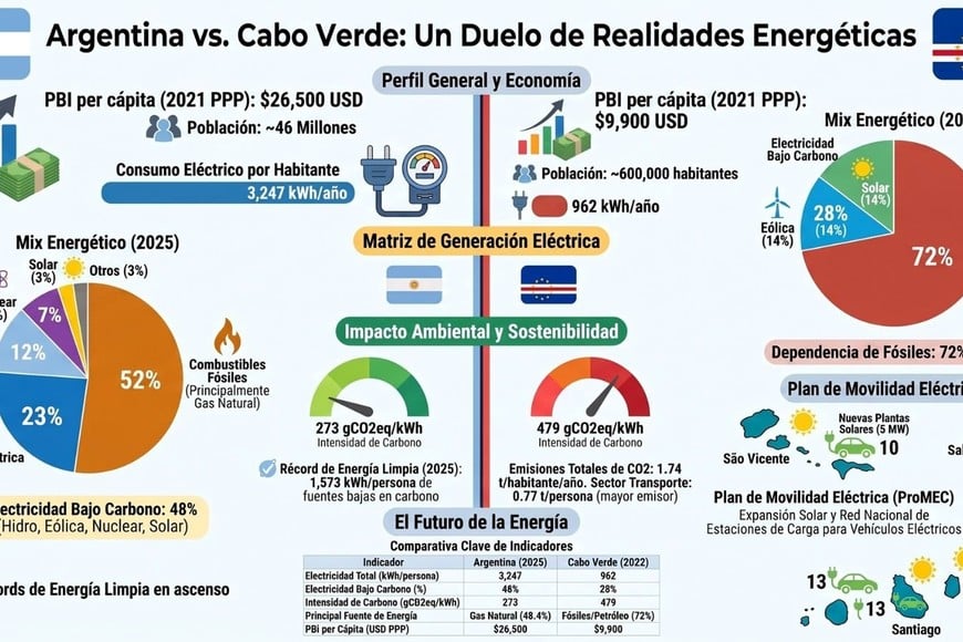 El comparativo energético con Cabo Verde. Foto: Gentileza