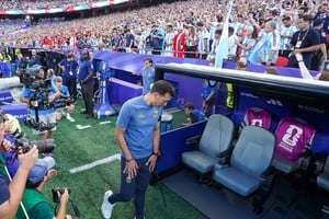 Scaloni en Argentina-Suiza. Foto: Fernando Nicola