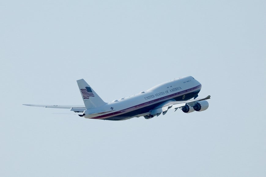 The new Air Force One, a plane gifted by the Qatari government, takes off with U.S. President Donald Trump aboard, from Joint Base Andrews, Maryland, U.S., July 1, 2026. REUTERS/Kylie Cooper TPX IMAGES OF THE DAY