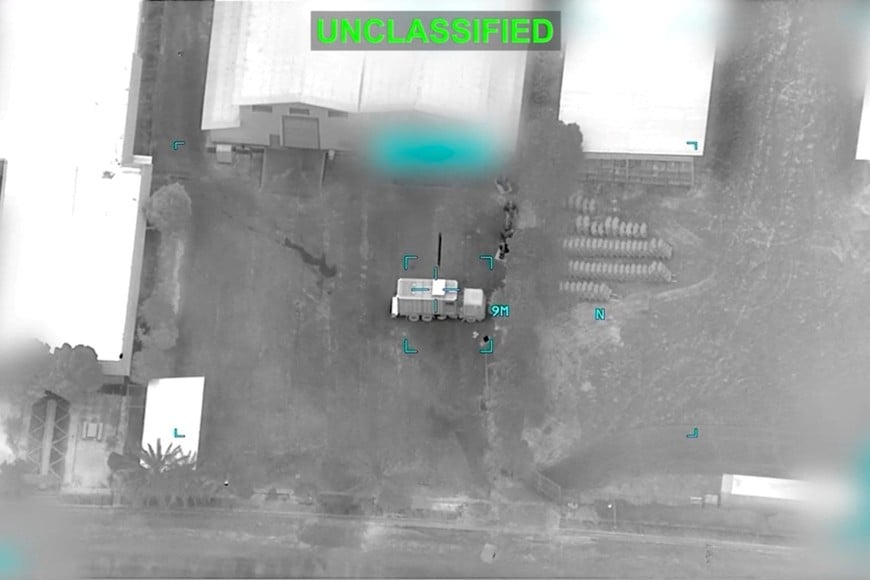 A projectile approaches a truck at an unknown location, following what U.S. Central Command (CENTCOM) said were strikes on Iranian military targets, in this screen grab taken from a handout video released on July 11, 2026. U.S. Central Command/Handout via REUTERS THIS IMAGE HAS BEEN SUPPLIED BY A THIRD PARTY. MANDATORY CREDIT. OVERLAY AND VIDEO MASKED AT SOURCE.
VERIFICATION:
- Location and date could not be verified.
- No earlier version of the video found posted online before Saturday (July 11).