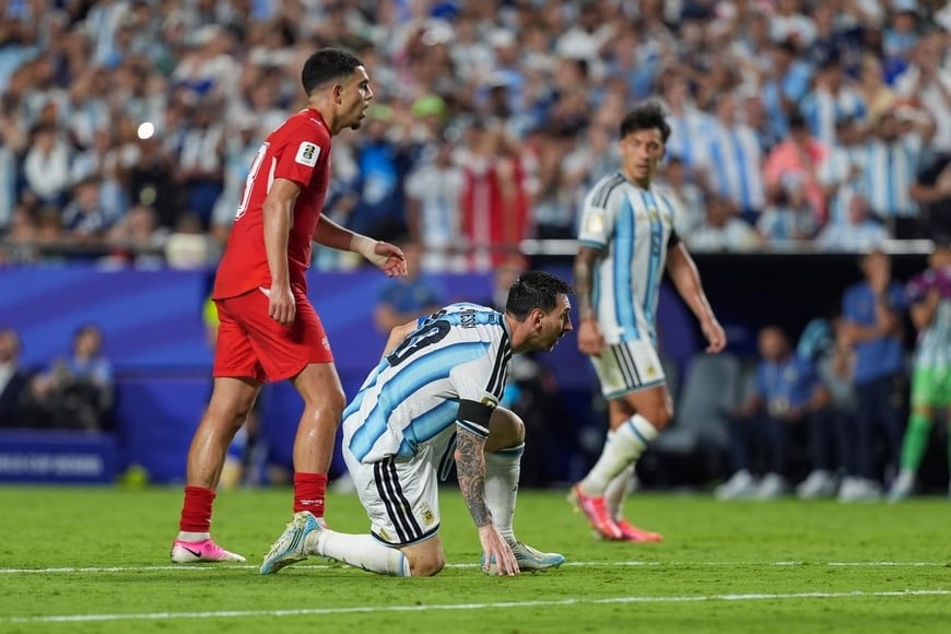 Messi en el partido ante Suiza. Foto: Fernando Nicola