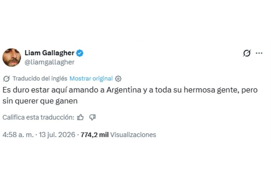 El posteo de Liam Gallagher en X.