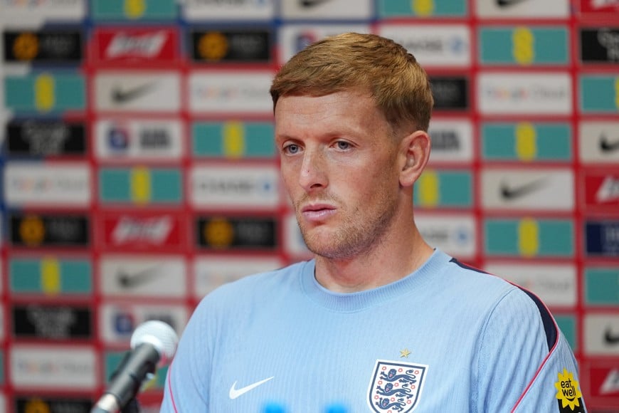 Soccer Football - FIFA World Cup 2026 - England Press Conference - Swope Soccer Village, Kansas City, Missouri, U.S. - July 13, 2026
England's Jordan Pickford during the press conference IMAGN IMAGES via Reuters/Jay Biggerstaff