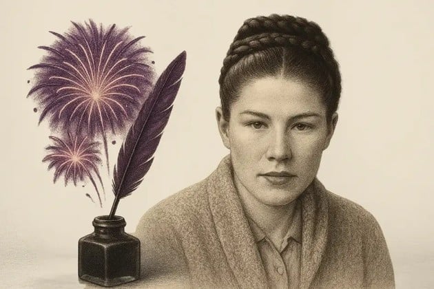 Representación gráfica de Laura Villanueva Rocabado (Hilda Mundy) en sus años juveniles.