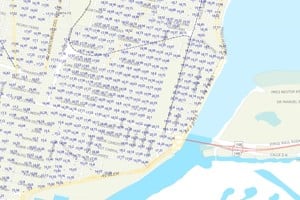 Captura de pantalla del mapeo de cotas ING en la zona de la costanera santafesina, tomados del Geoportal de Infraestructura de Datos Espaciales de Santa Fe (IDESF).