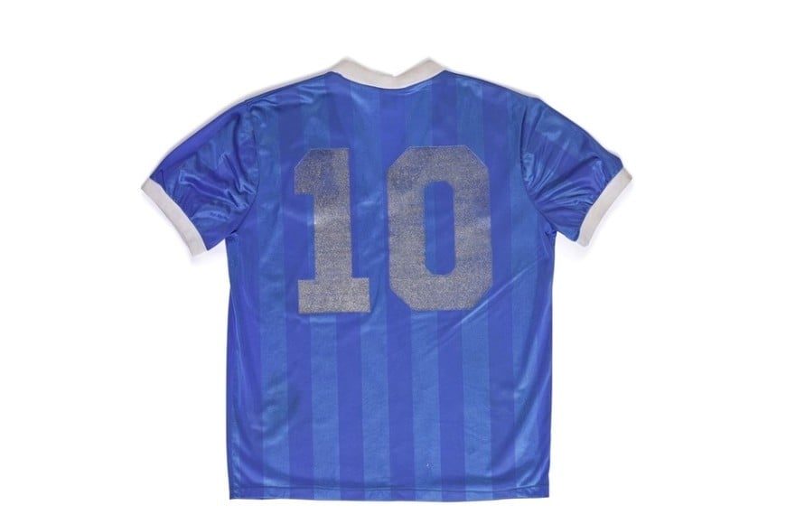 Diego Maradona inmortalizó la camiseta azul con sus dos goles ante Inglaterra en México 1986.